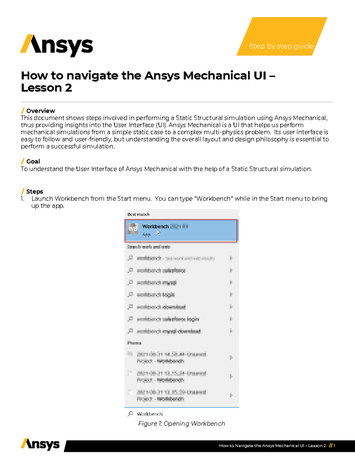 Ansys Mechanical UI Navigation Guide: Lesson 2 for Static Struct ...