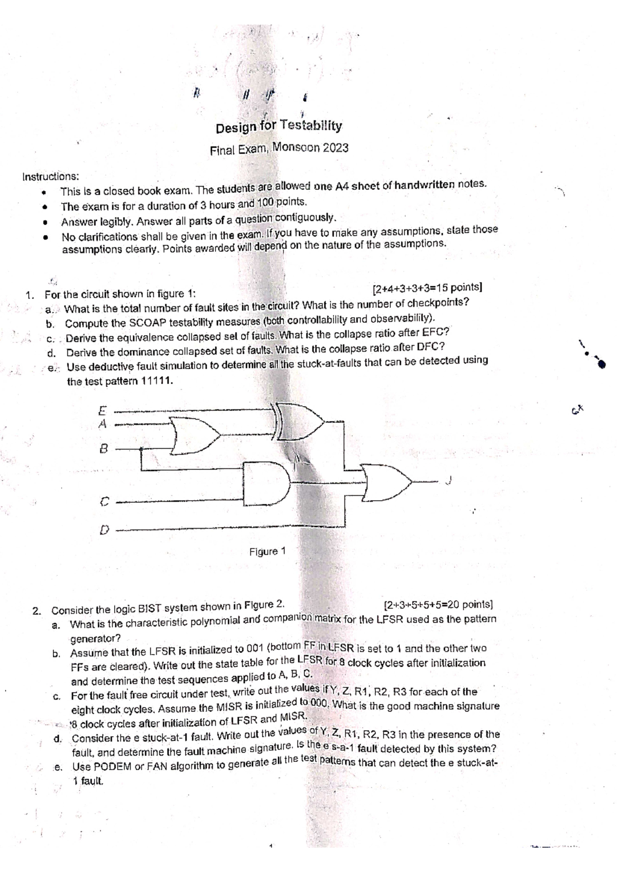 DFT - Design for Testability - Design for Testability Final Exam ...