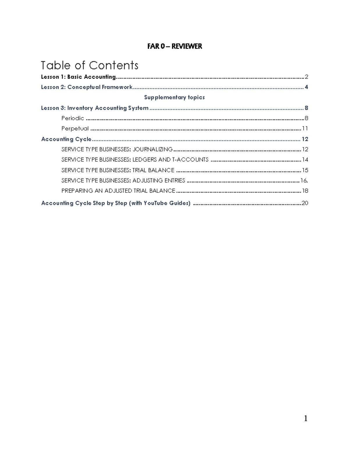 FAR 0 REVIEWER: Comprehensive Guide to Basic Accounting Concepts - Studocu