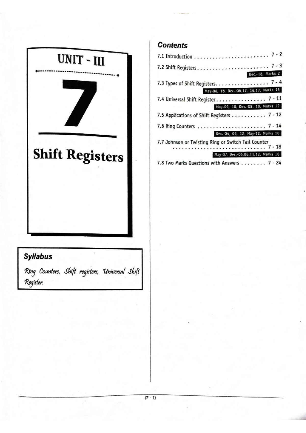 Digital Electronics: Shift Registers and Their Applications (AU 7 ...