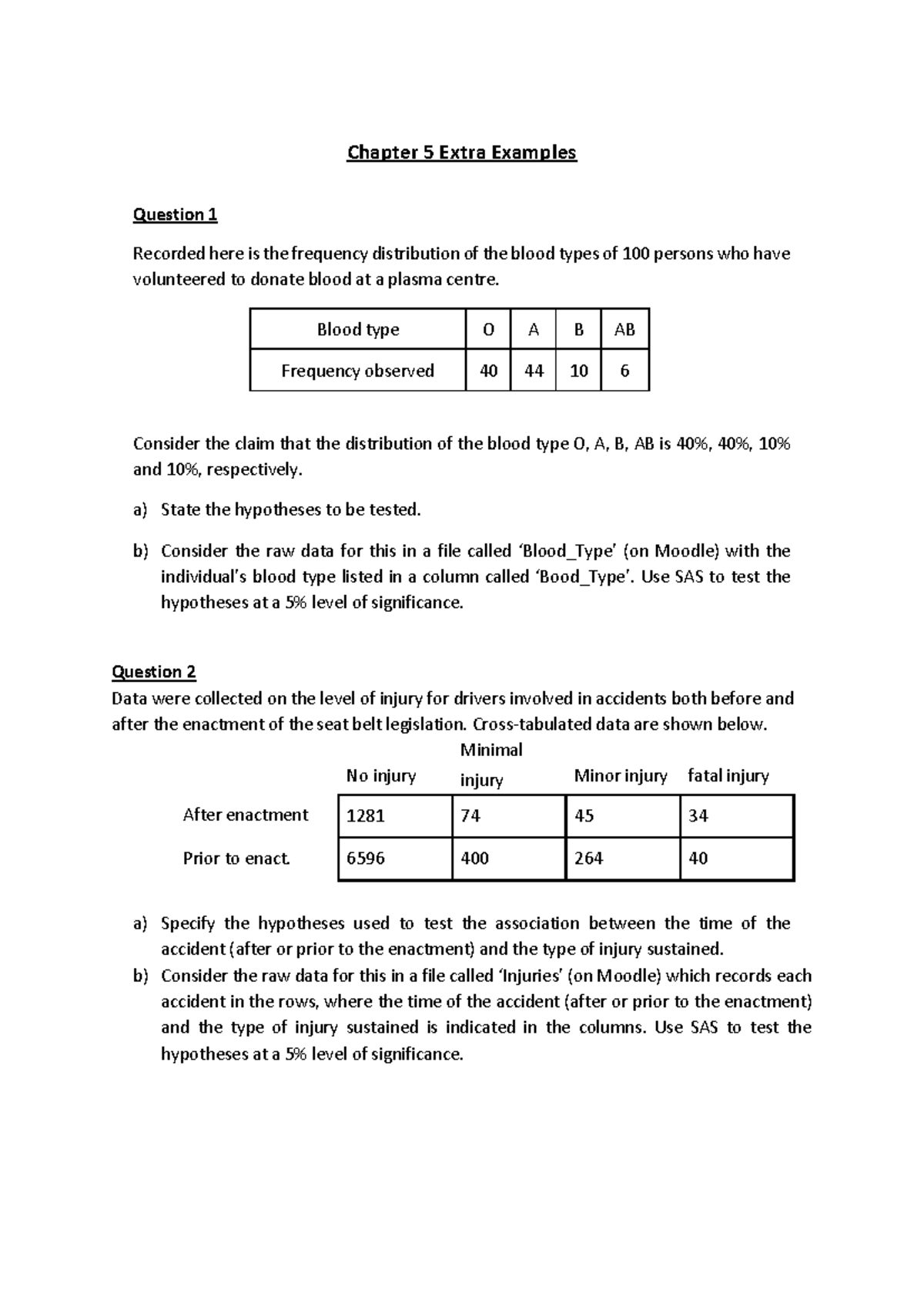 Chapter 5 Extra Examples - Statistical Hypotheses & Analysis Questions ...