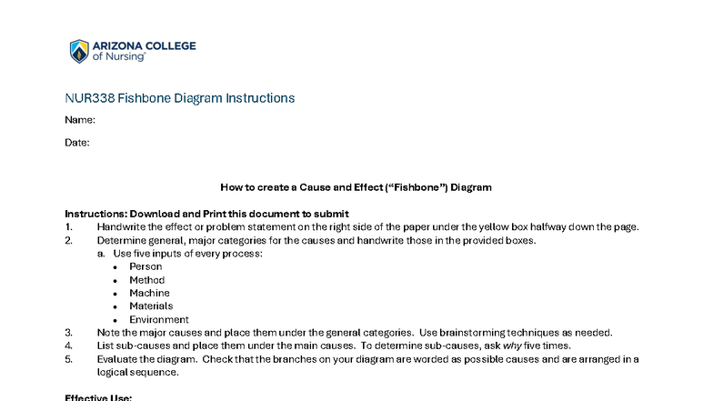 NUR338 Module 2 Fishbone Diagram Creation Instructions - Studocu