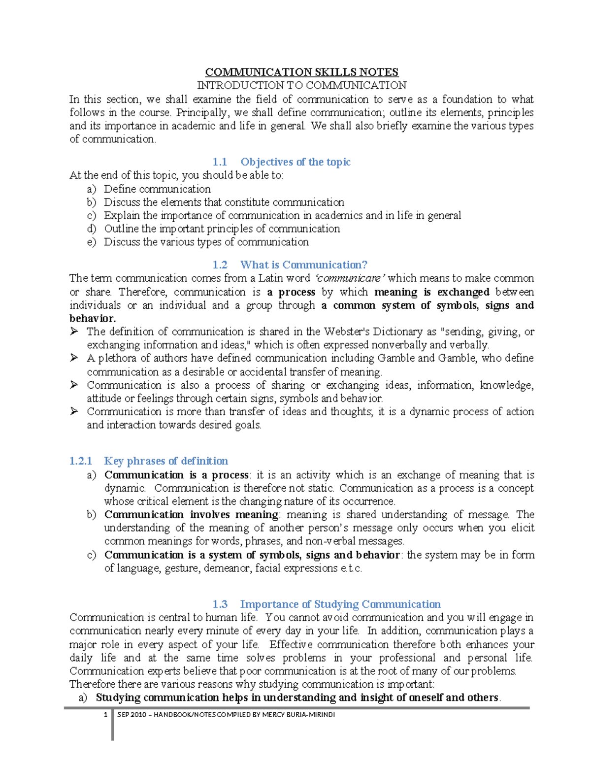 Communication Skills - Notes Overview (DOC) - Studocu