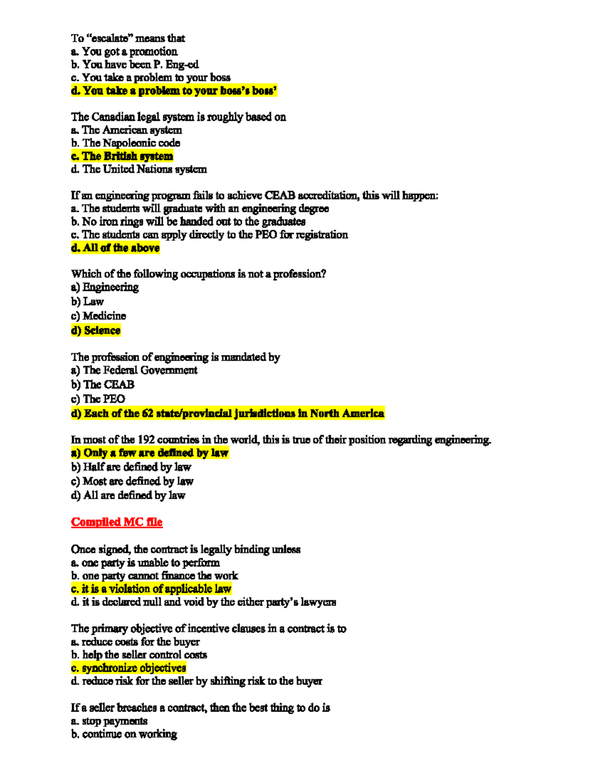Engineering ethics and law ENGR 4760U final examination questions - Studocu