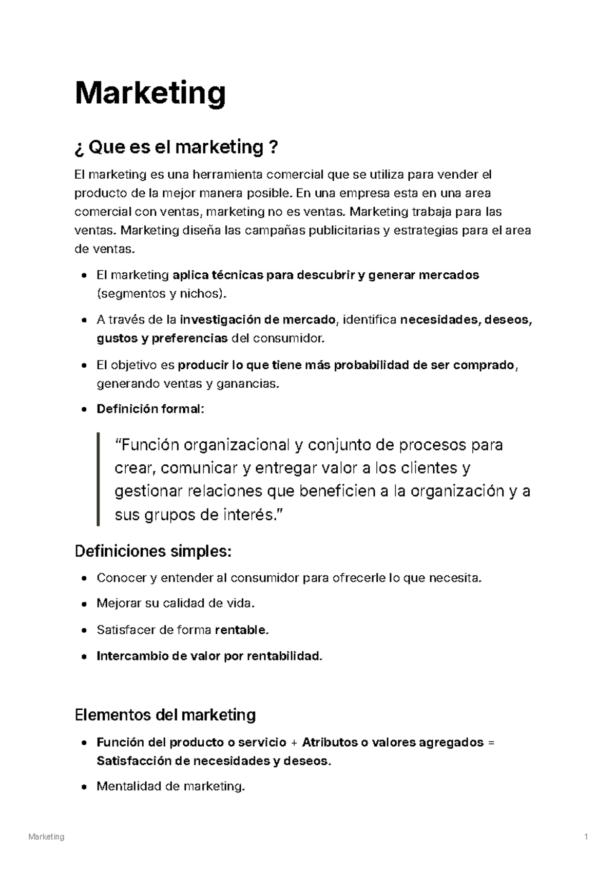 Resumen MKT 1: Conceptos Clave y Estrategias de Marketing - Studocu