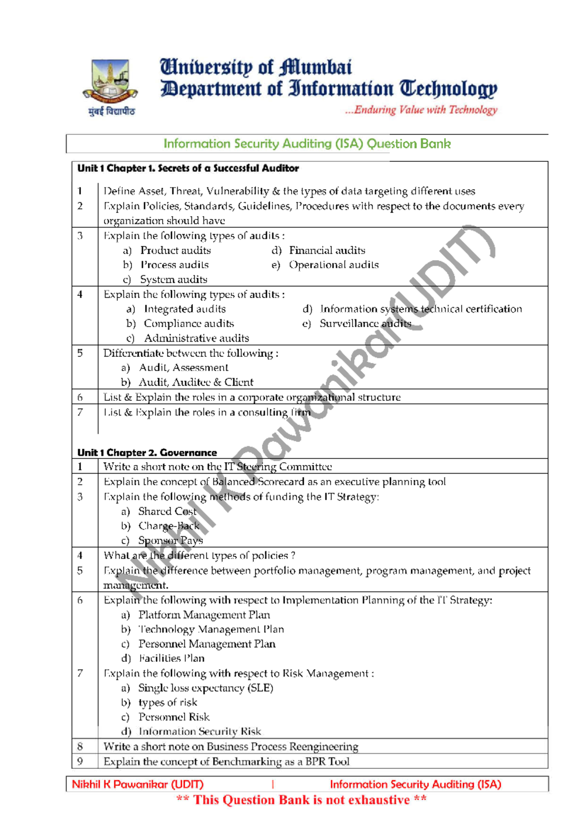 ISA QB - Comprehensive Question Bank for Information Security Auditing ...