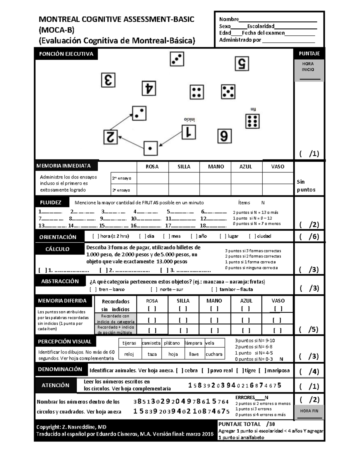 Mo CA-Basic-Spanish-Test Corregido - MONTREAL COGNITIVE ASSESSMENT ...