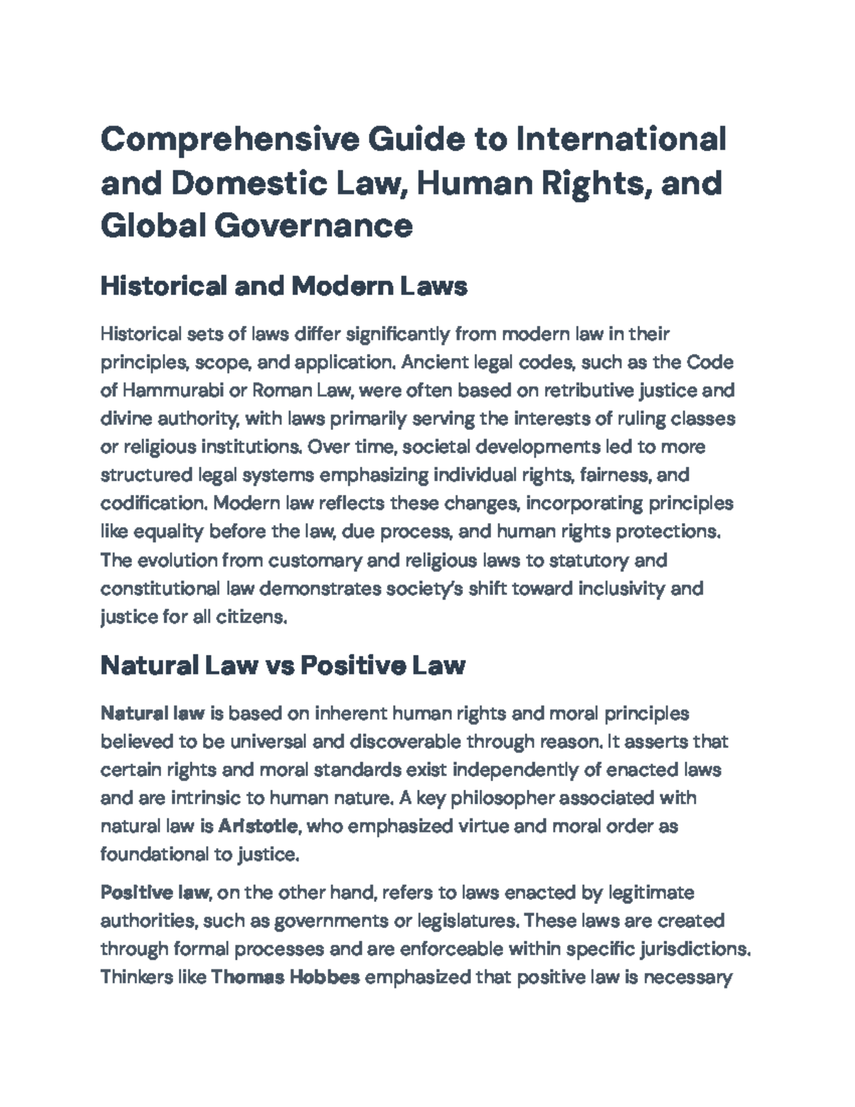Comprehensive Review of Human Rights & International Law (Course Code ...
