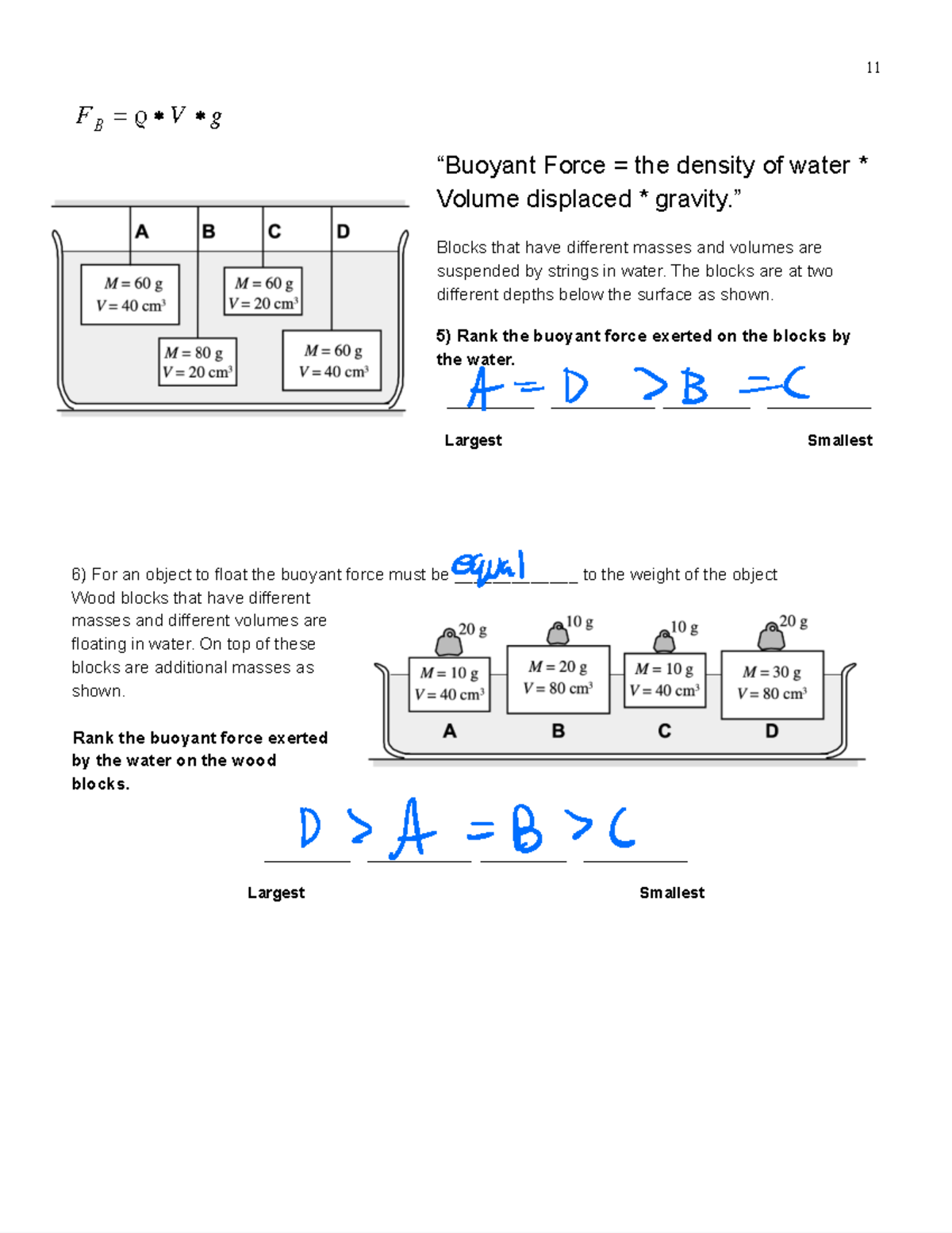 Fluids Worksheet 2 - Buoyant Forces and Pressure Dynamics - Studocu