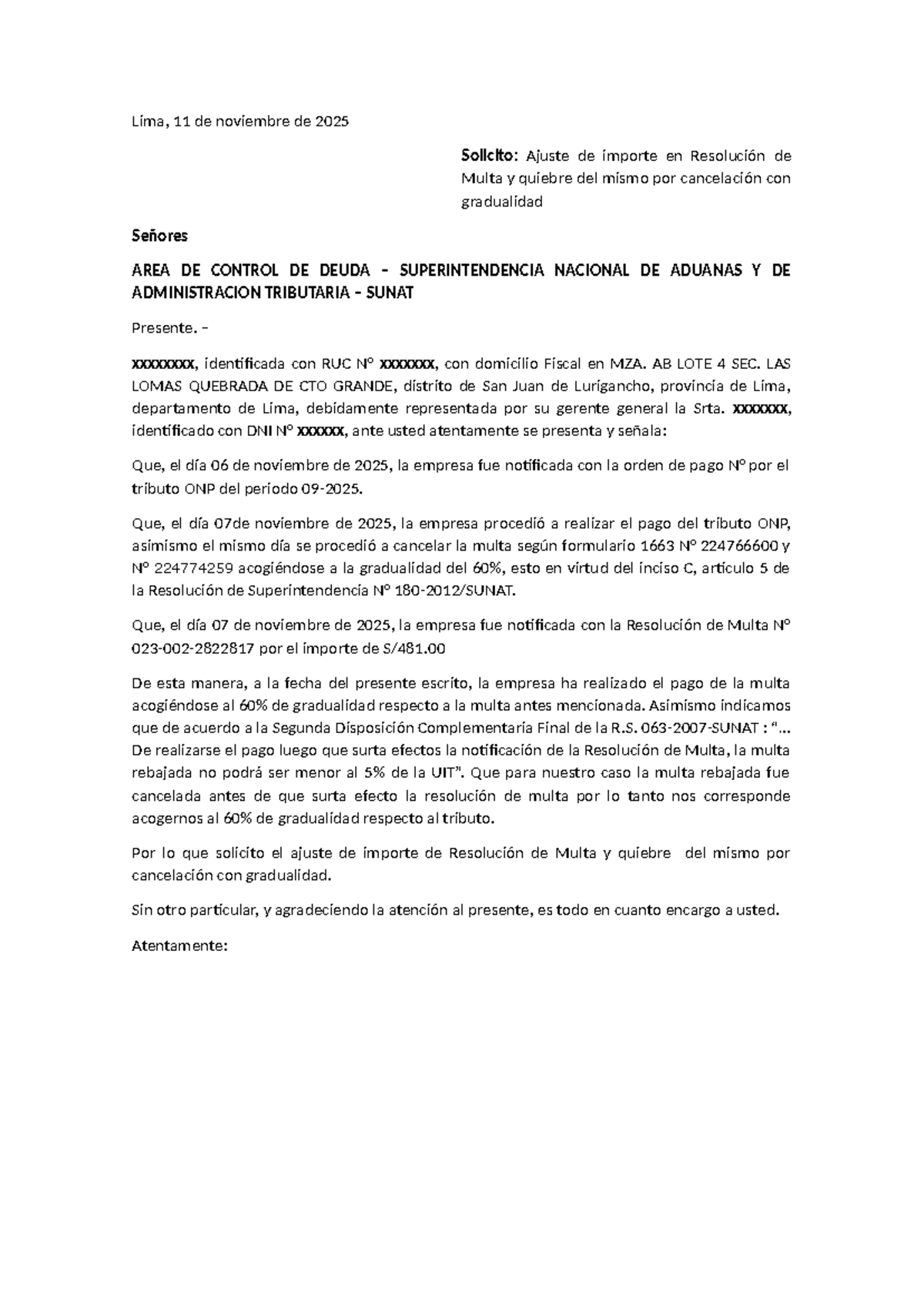 Ajuste de Multa por Pago con Gradualidad - SUNAT 2025 - Studocu