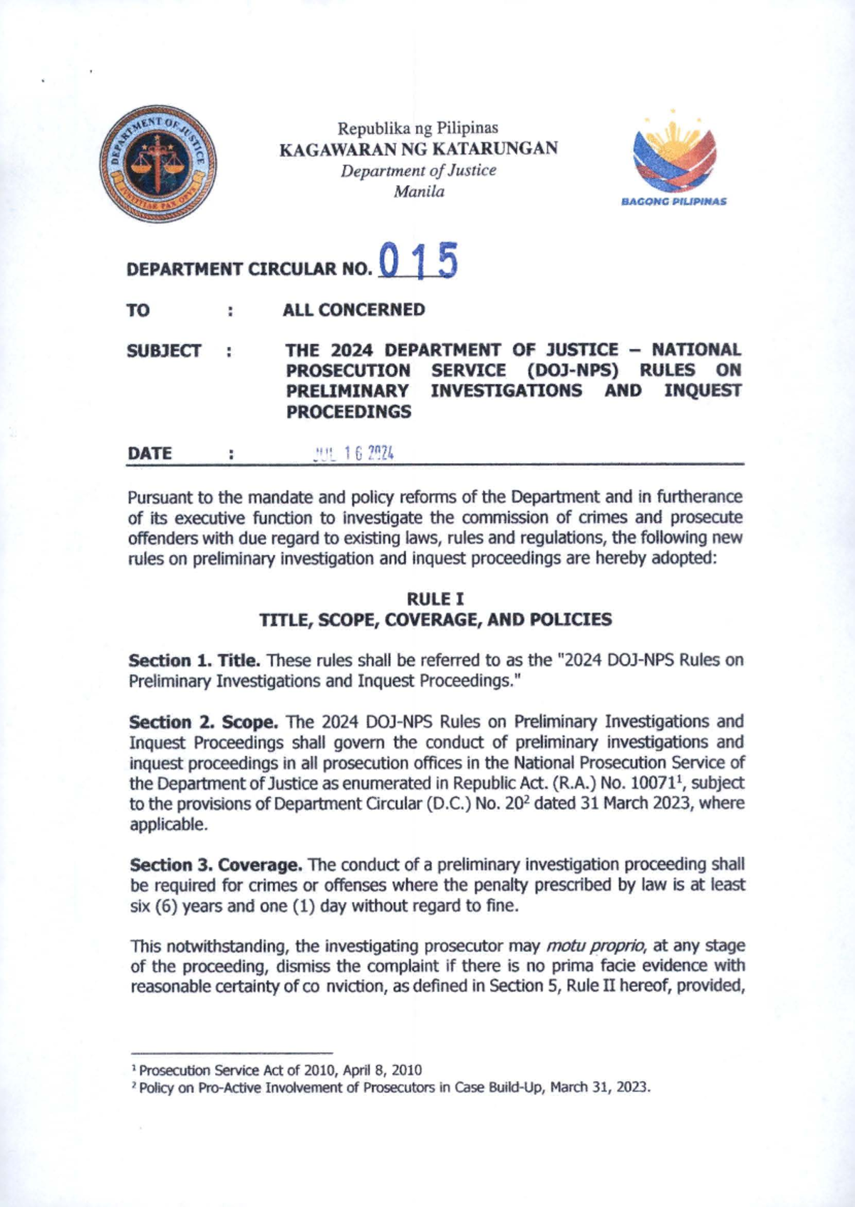 2024 DOJ NPS Rules on Preliminary Investigations & Inquest Procedures ...