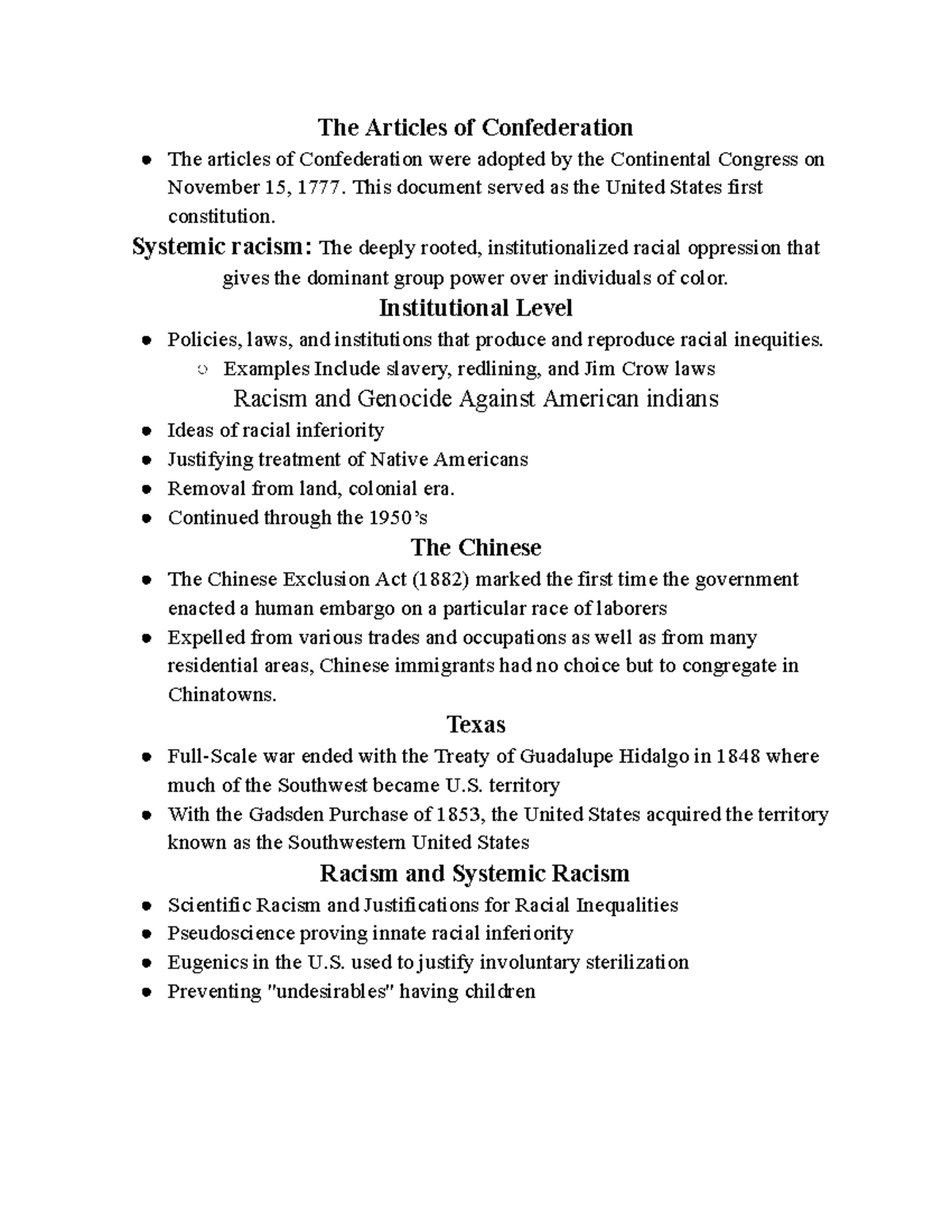 Ethics Notes on Systemic Racism and Historical Context (Course Code ...
