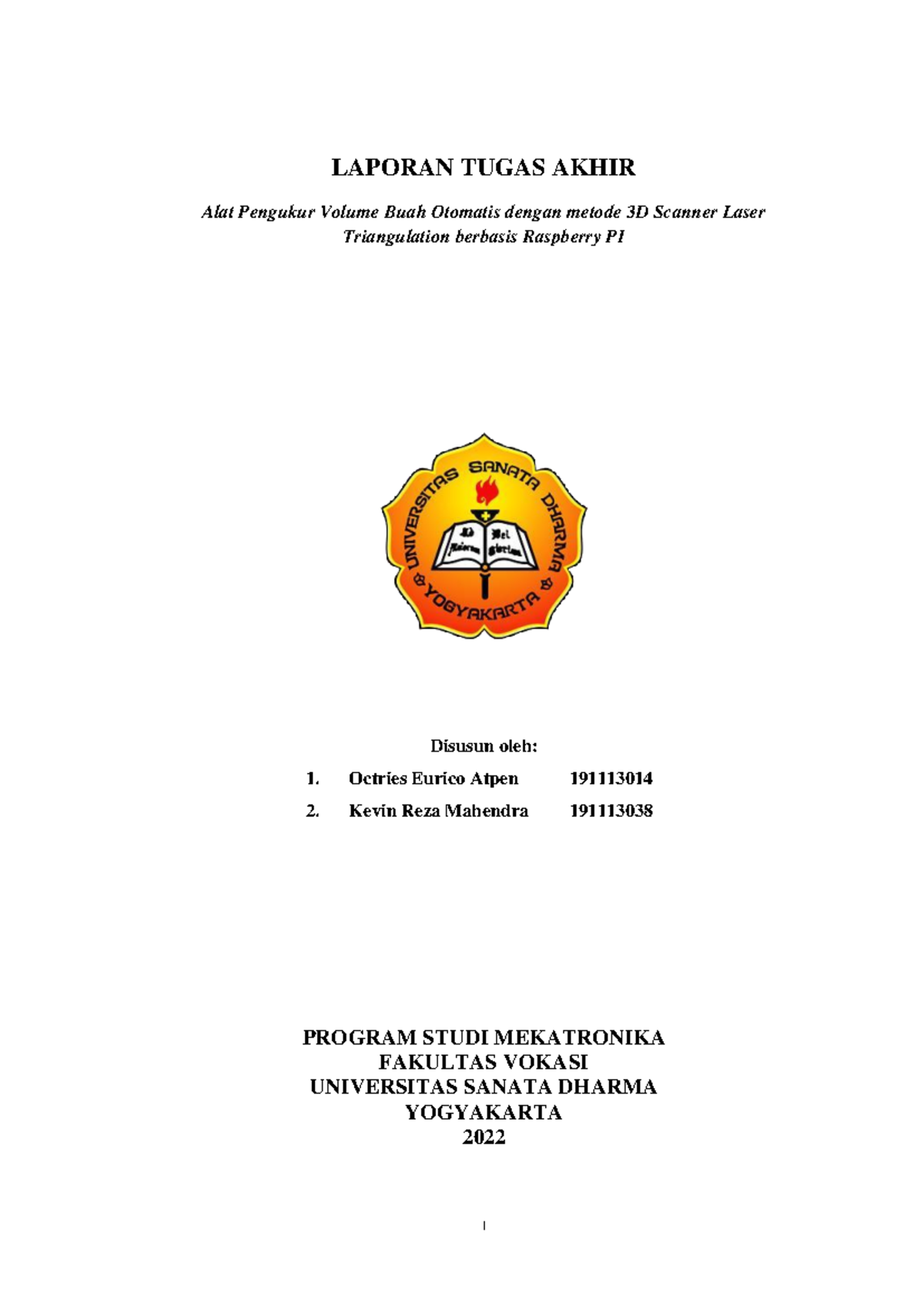 Laporan Tugas Akhir: Alat Pengukur Volume Buah Otomatis 3D Scanner ...