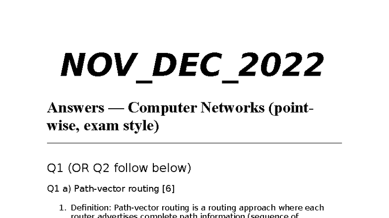 CNS NOV DEC 2022 PYQ Solved: Computer Networks Exam Answers - Studocu