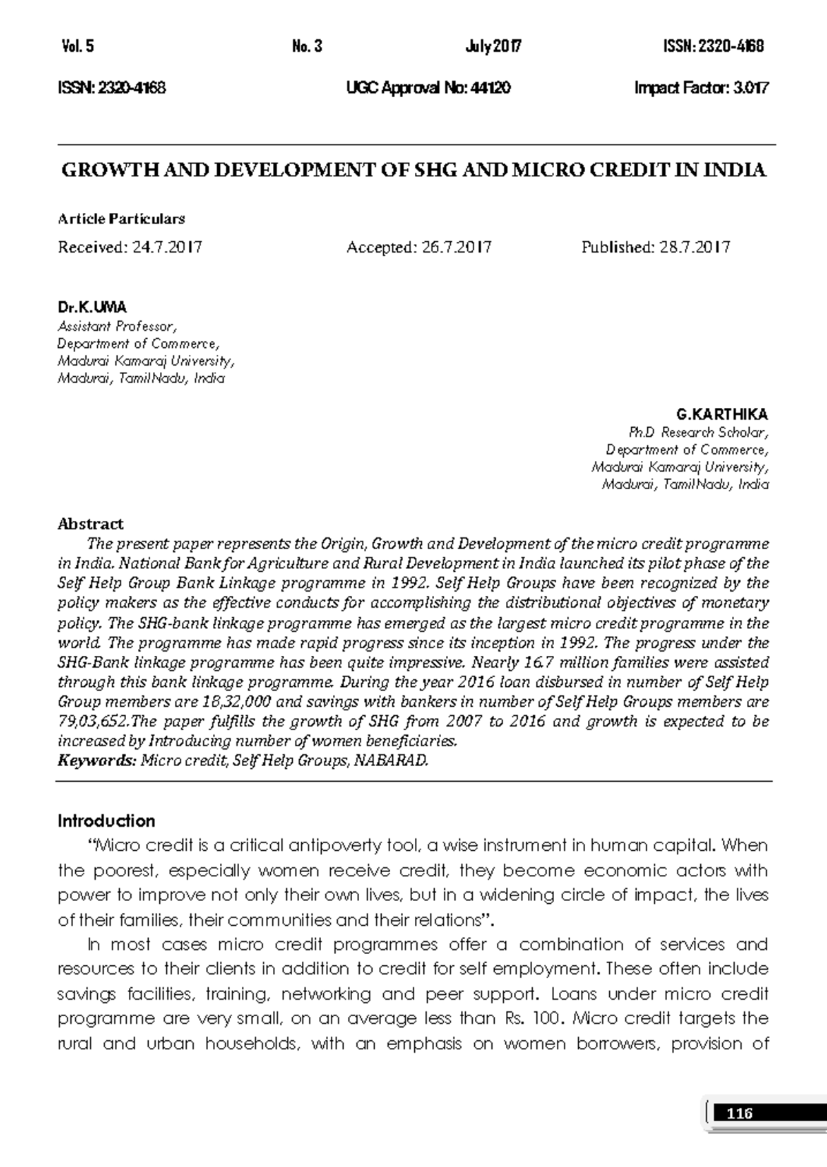 Growth and Development of SHGs and Micro Credit in India (UGC 44120 ...