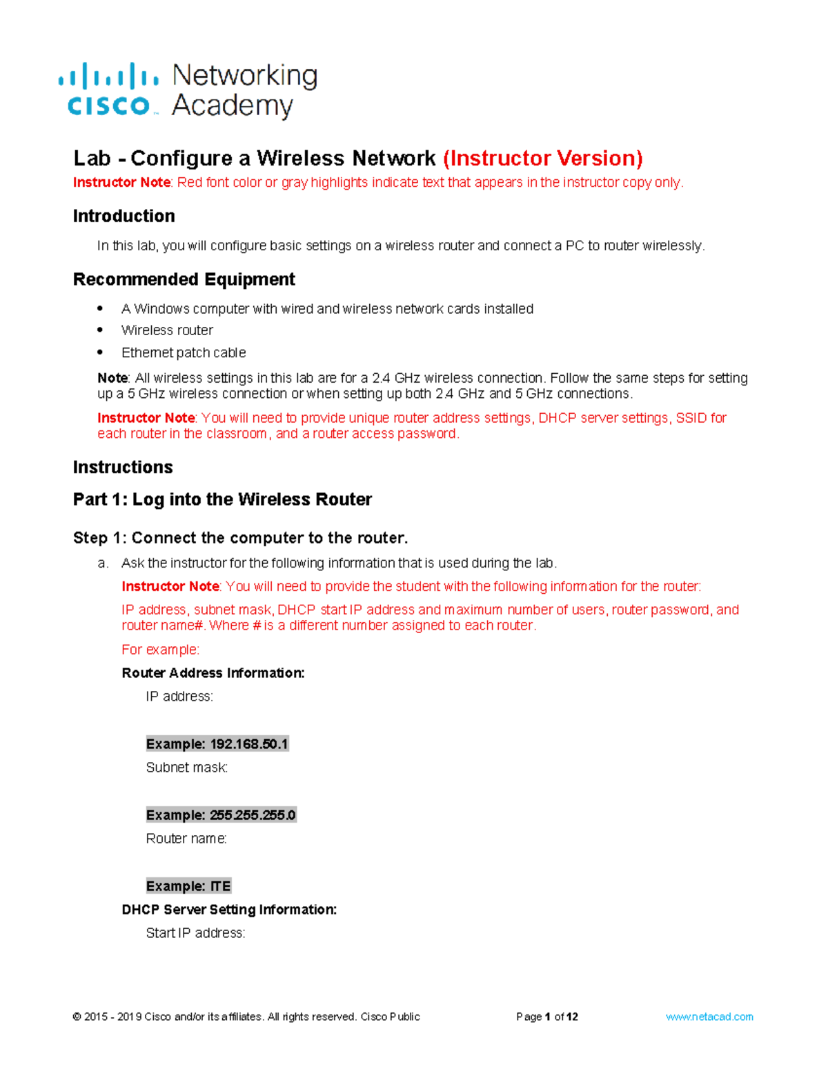 13.1.11 Lab - Configuring a Wireless Network (Instructor Version) - Studocu