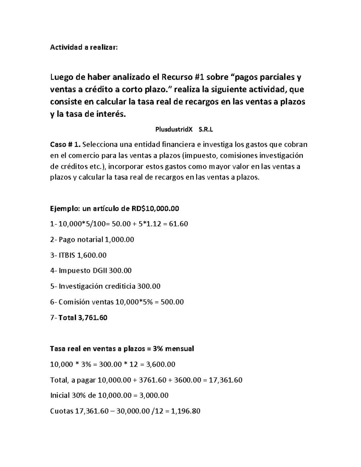 Unidad 5. Actividad 1: Cálculo de Tasa Real y Tasa de Interés en Ventas ...