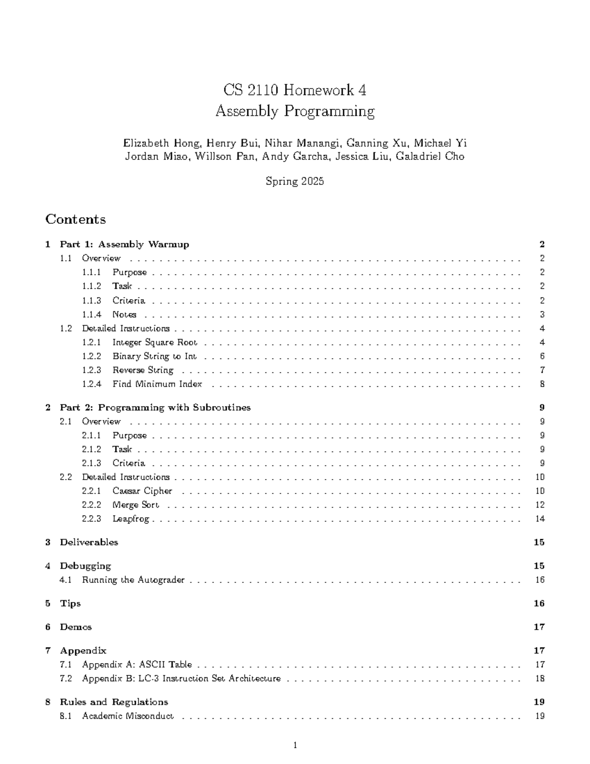HW4 - HW 4 - Assembly Programming Elizabeth Hong, Henry Bui, Nihar ...