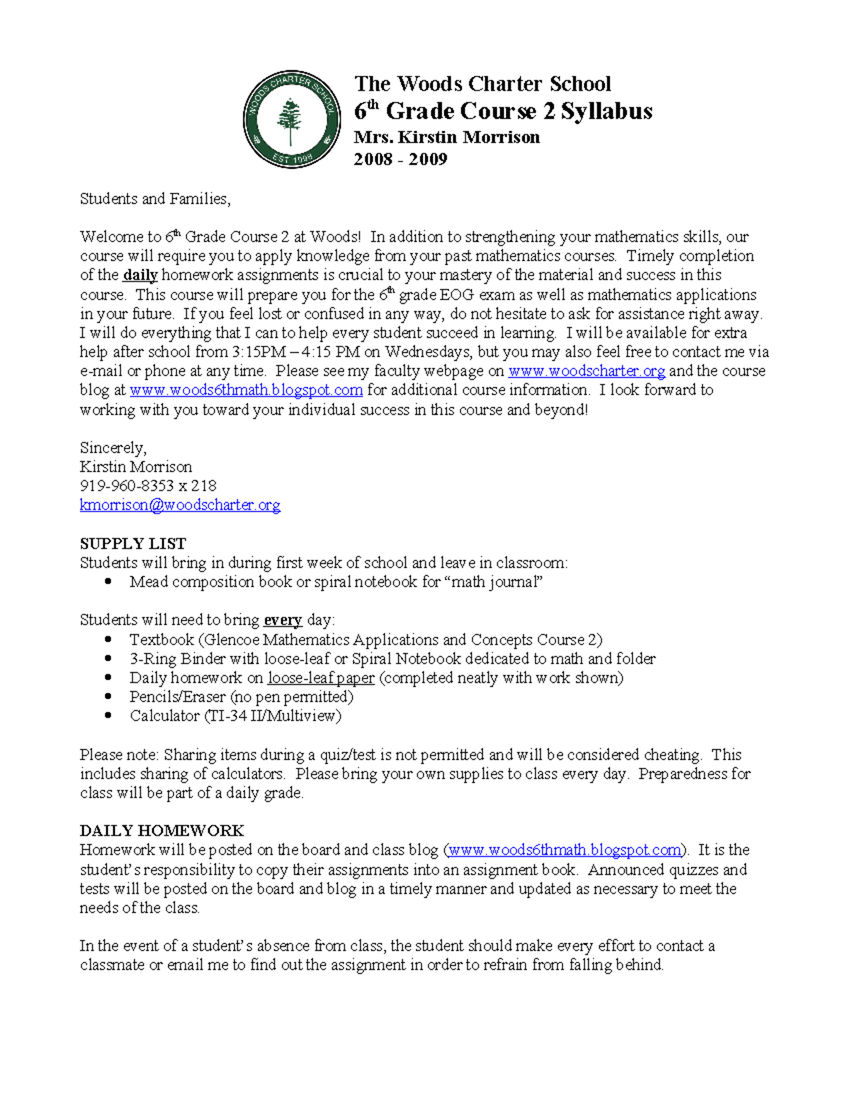 6th Grade Course 2 Syllabus (4819931) - 2008-2009 by Mrs. Morrison ...