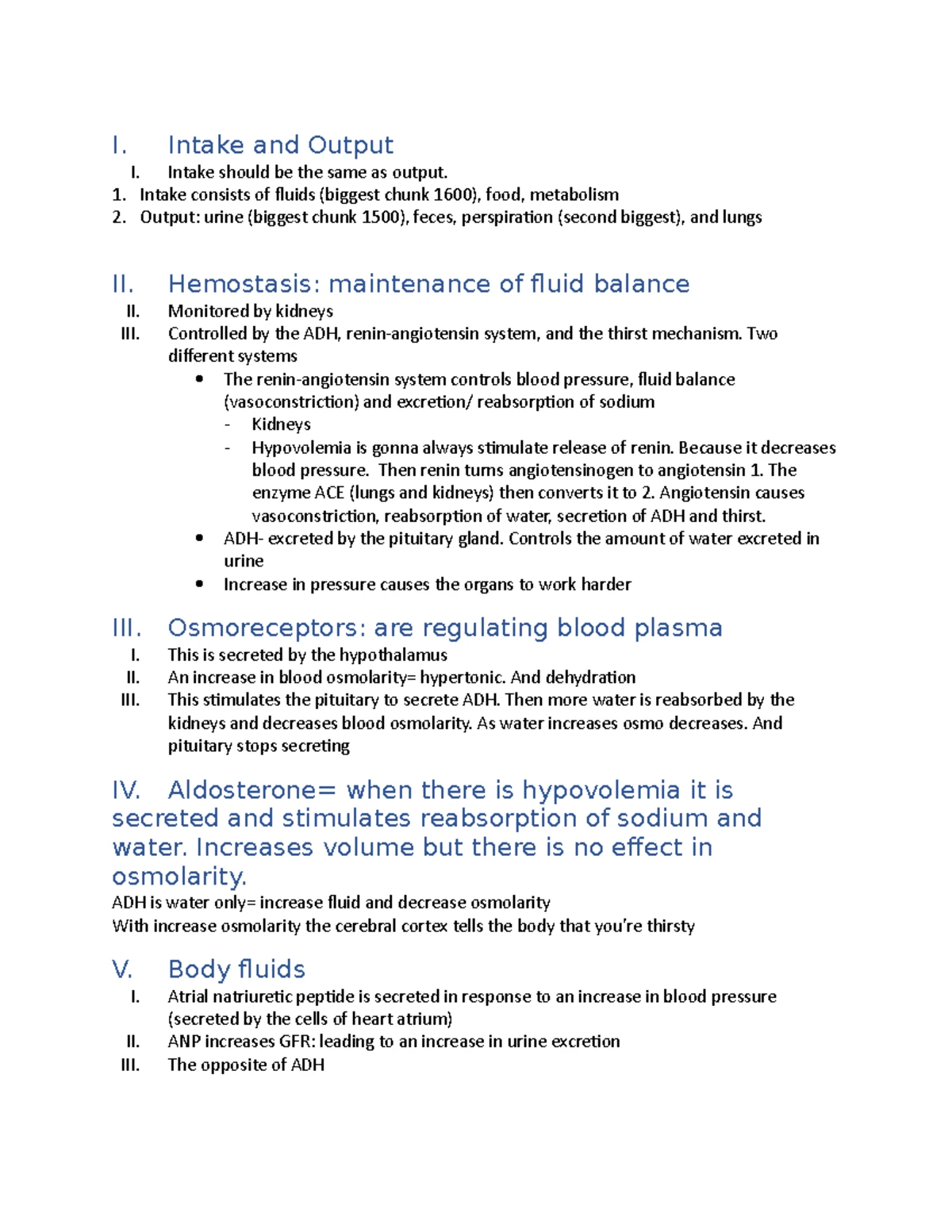 Electrolytes Reference Guide: Key Points for Nursing Students - Studocu