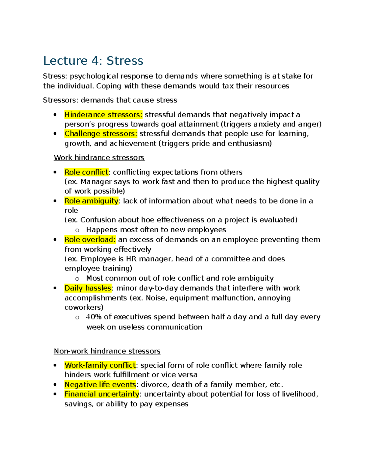 Lecture 4: Understanding Stress and Coping Mechanisms - Studocu