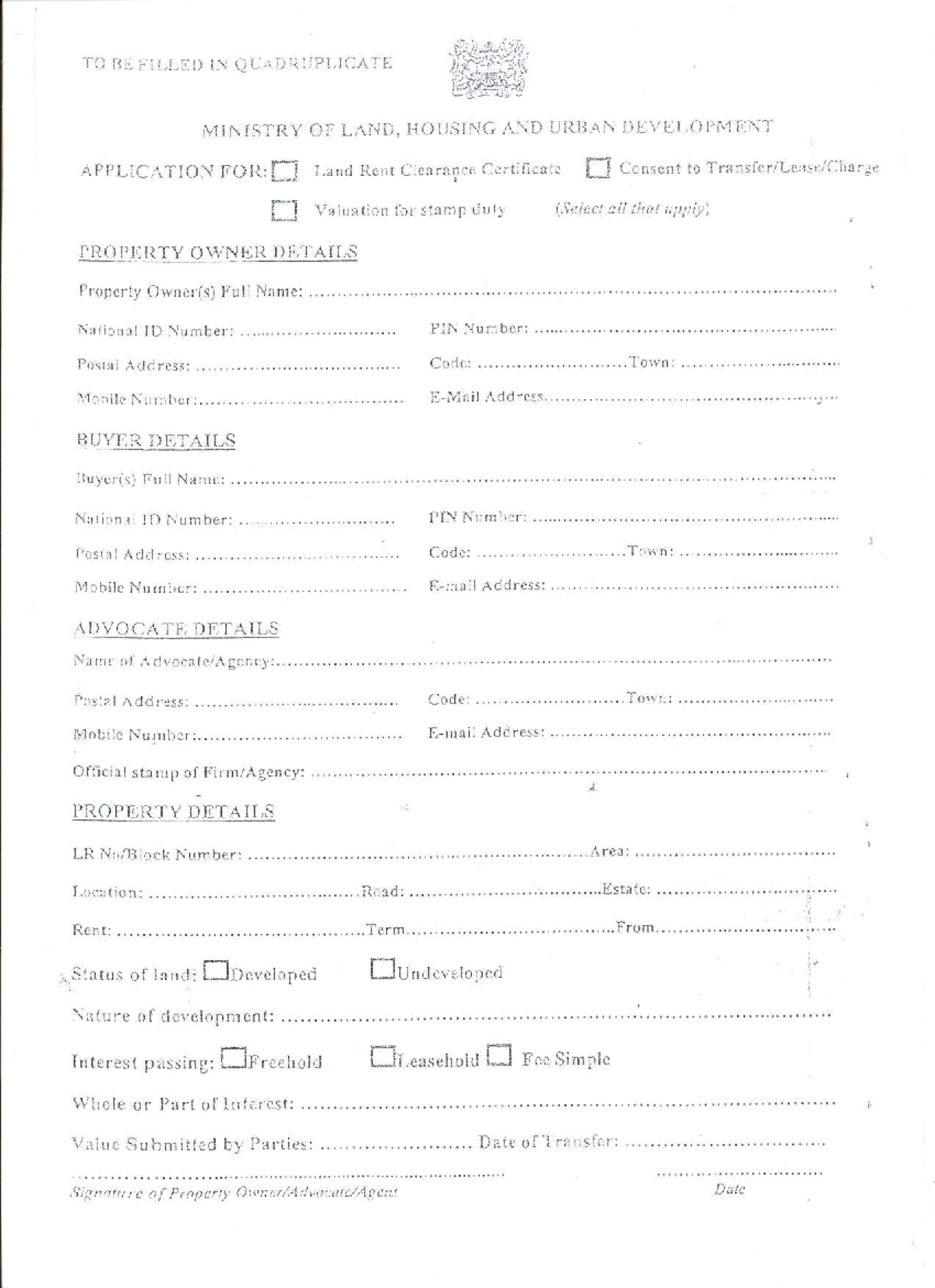 Application for Land Rent Clearance Certificate - Valuation Form - Studocu