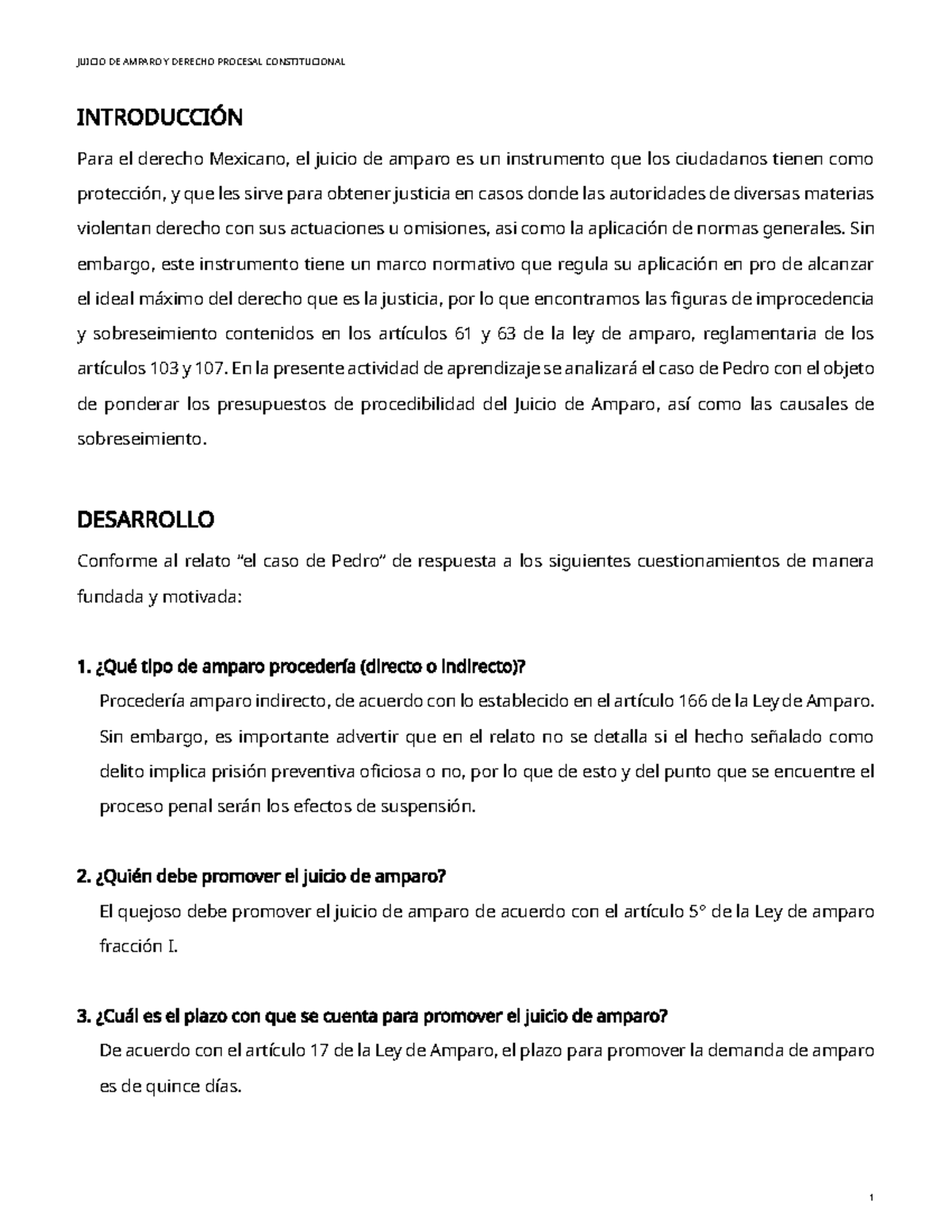 JUICIO DE AMPARO Y DERECHO PROCESAL CONSTITUCIONAL - UNIDAD 2 - Studocu