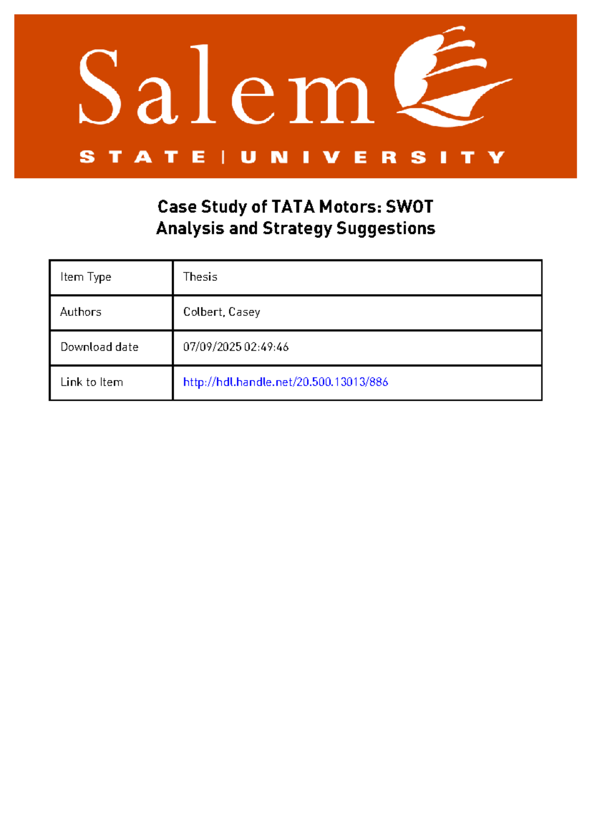 TATA Motors Case Study: SWOT Analysis & Strategic Recommendations - Studocu