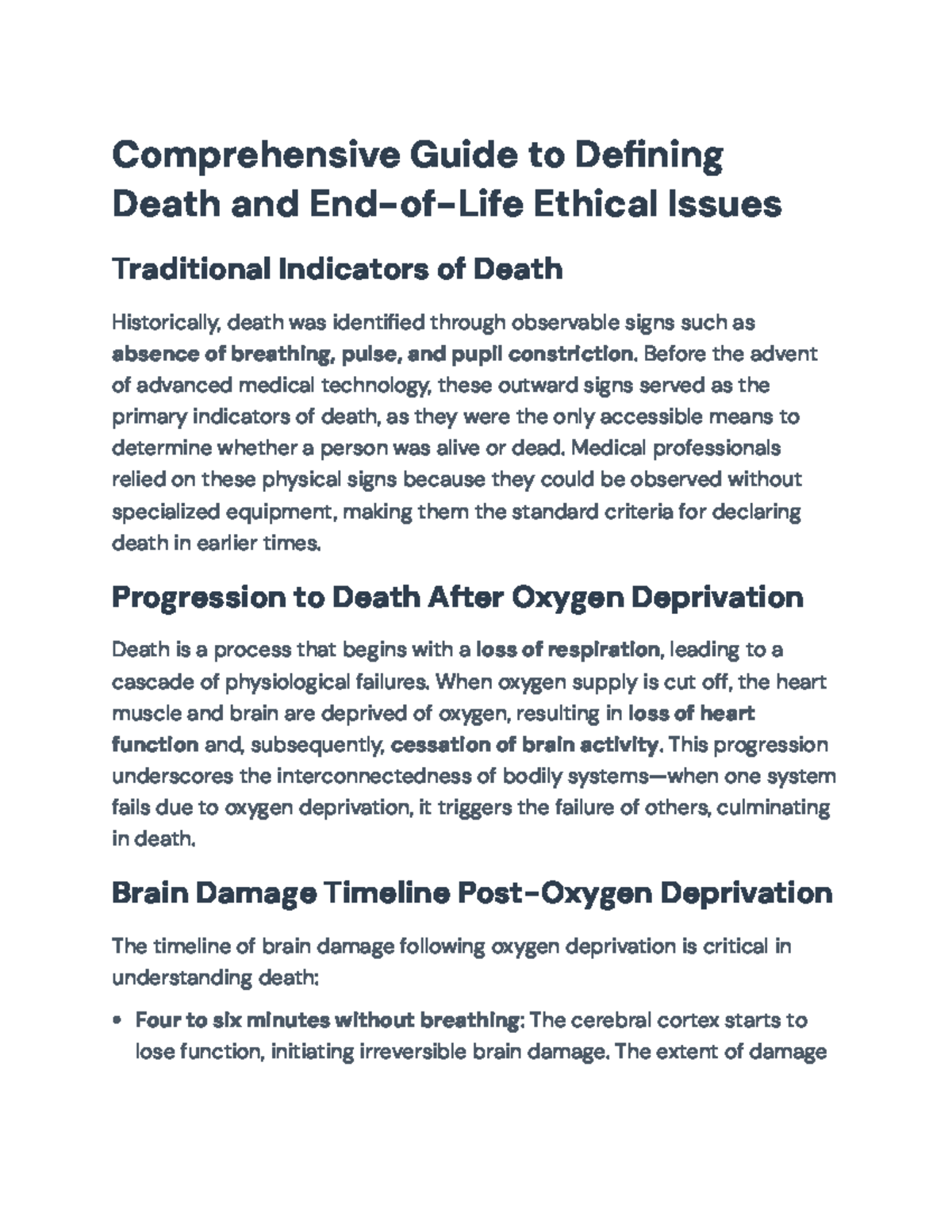 Comprehensive Guide to Death Definition and End-of-Life Ethics (MED 101 ...