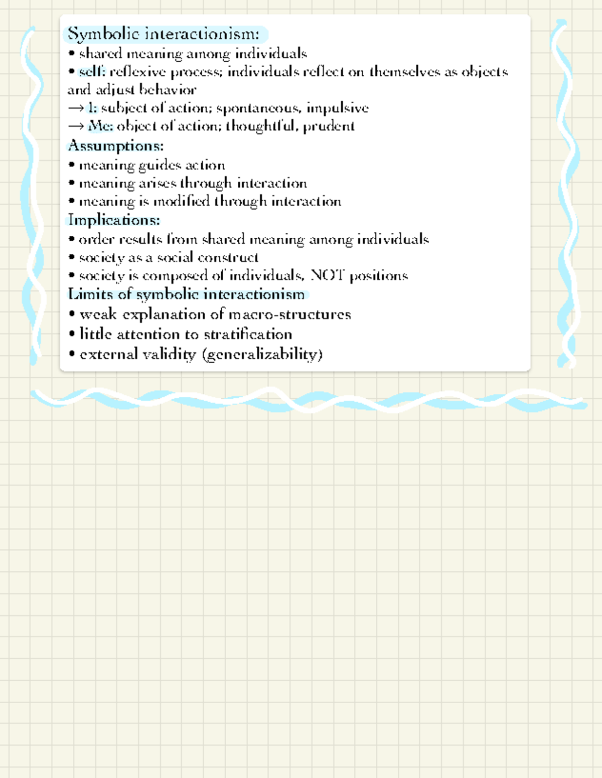 Lecture Notes 11 - symbolic interactionism, assumptions and ...