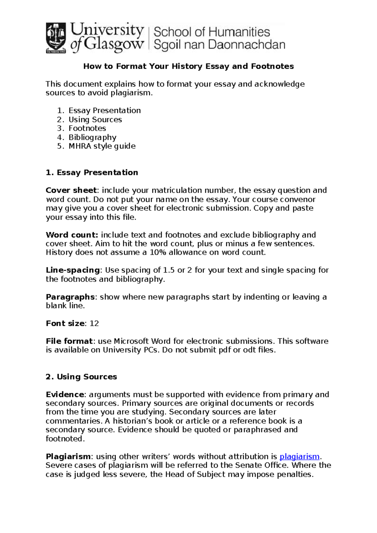 Formatting Your History Essay & Footnotes Guide (HIST 101) - Studocu