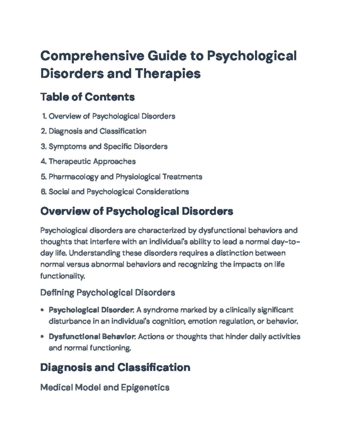 Comprehensive Guide to Psychological Disorders and Therapies ...