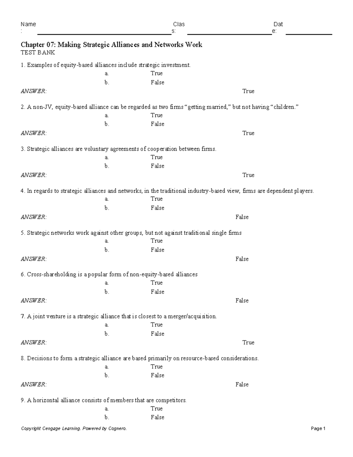 Chapter 07 Making Strategic Alliances and Networks Work - : s: e ...