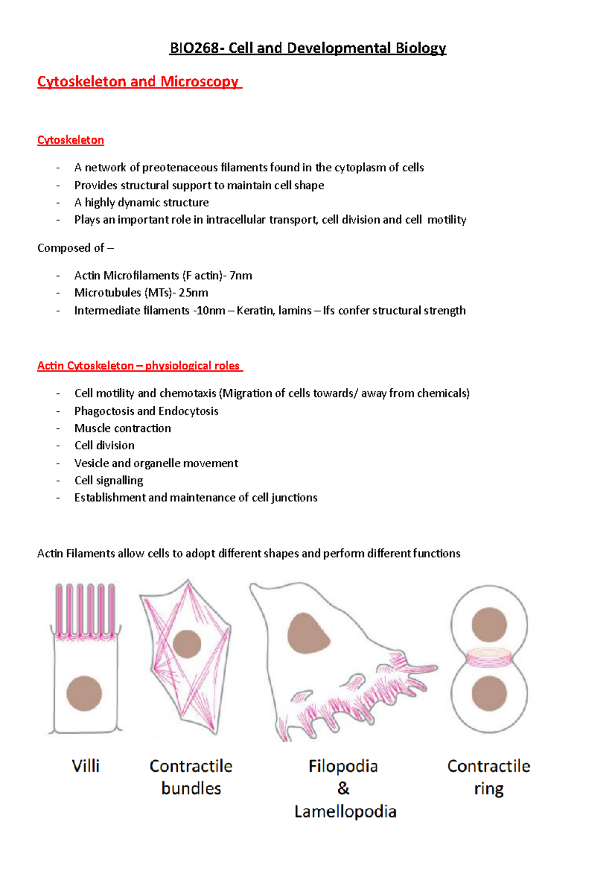 BIO268 Cell & Developmental Biology - Comprehensive Module Revision ...