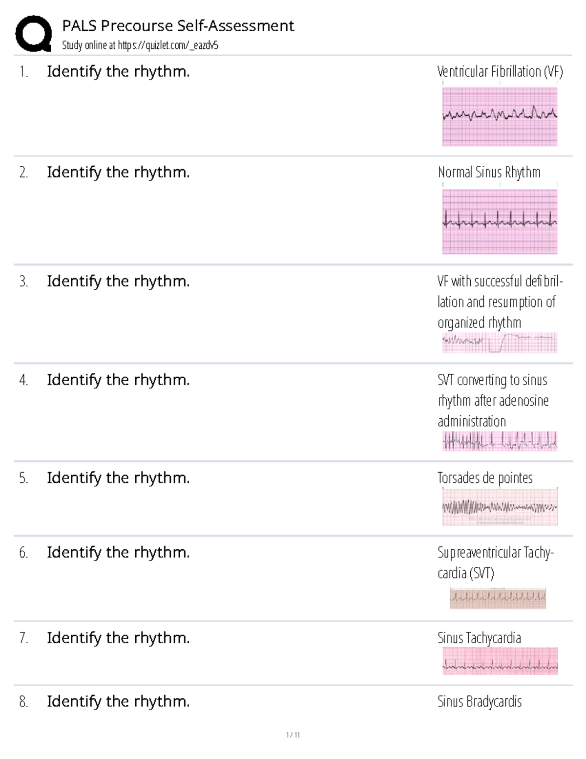 PALS Precourse Study: Identifying Pediatric Cardiac Rhythms and ...