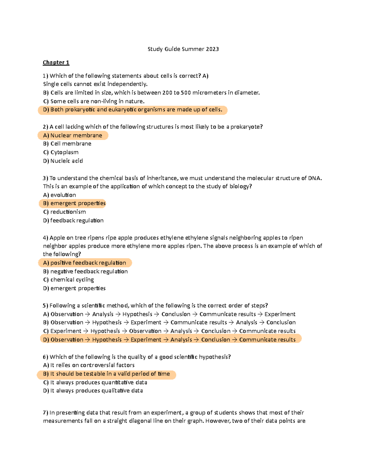 Study Guide for Biology 101: Chapters 1-4 Overview - Studocu