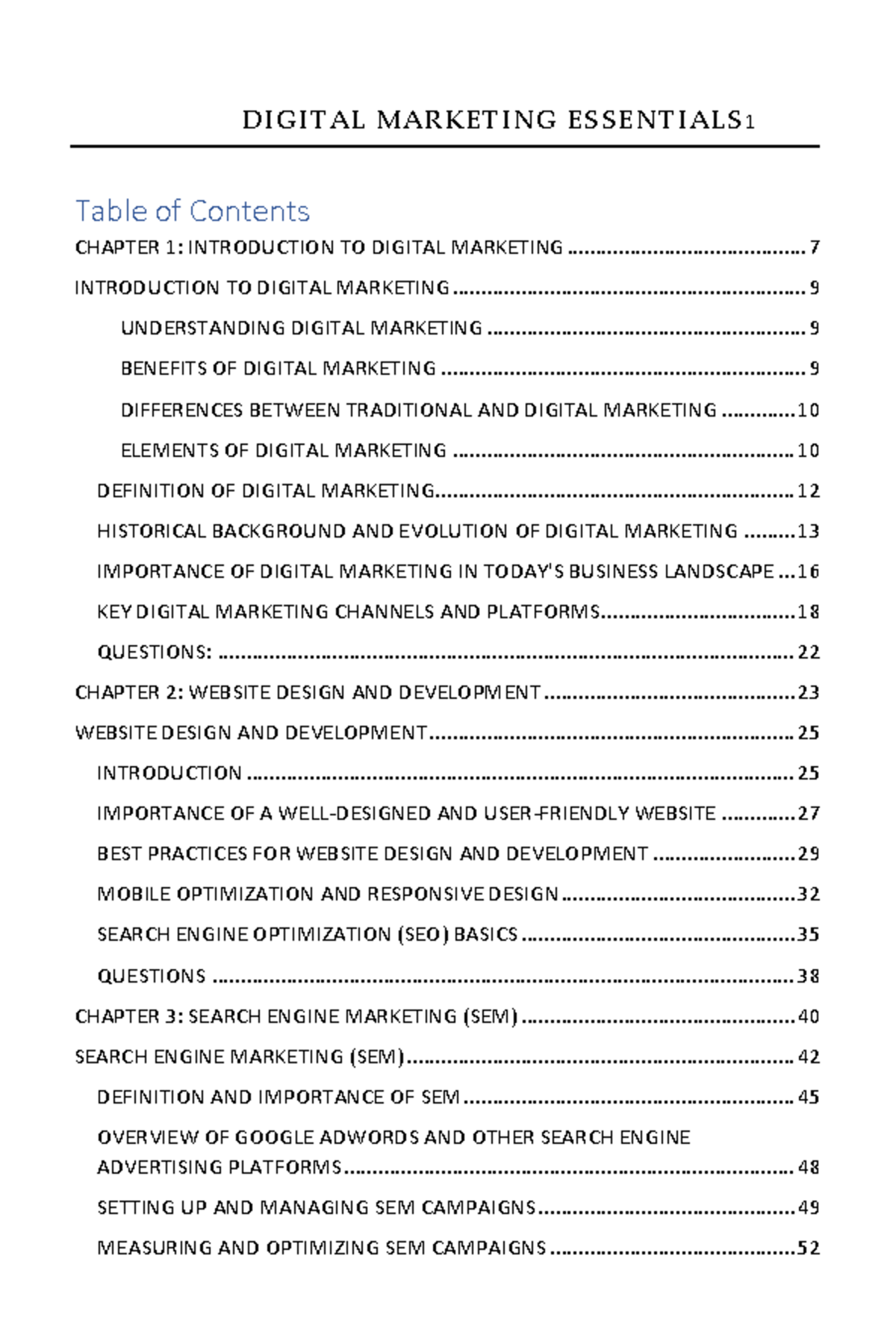 Digital Marketing Essentials Text Book - Table of Contents CHAPTER 11 ...