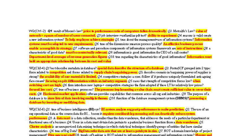 Cheat Sheet - Midterm Exam: Information Systems & Business Intelligence ...