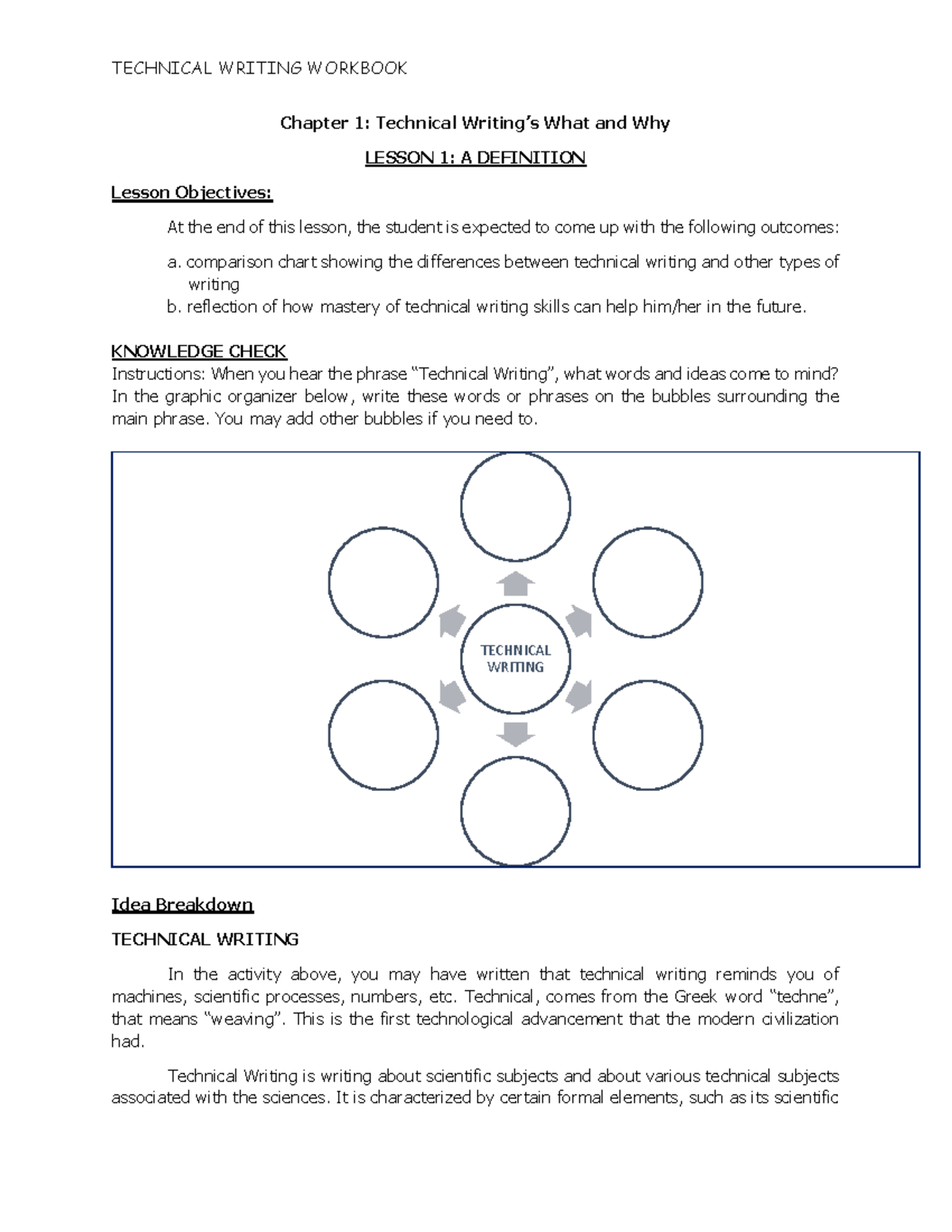 TECHNICAL WRITING WORKBOOK: Chapter 1 - Definition & Importance of ...