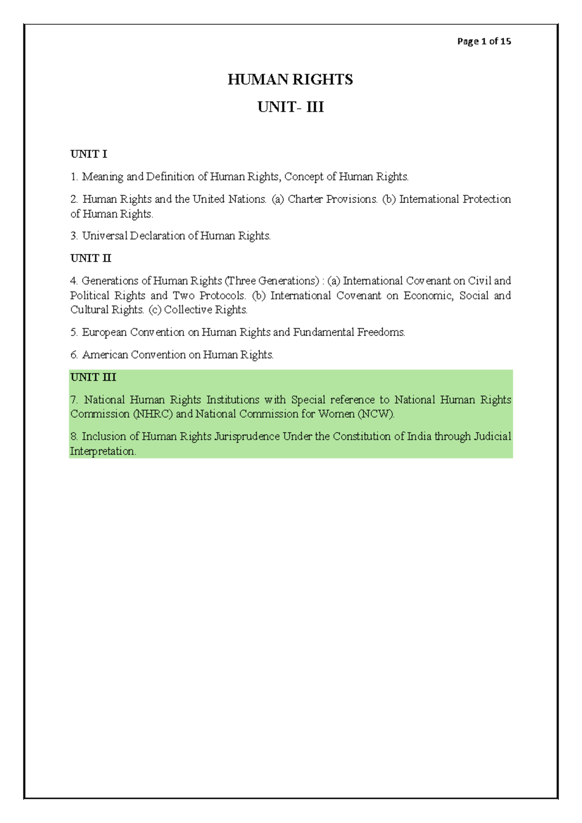 HUMAN RIGHTS-3: Comprehensive Overview of Key Concepts and ...