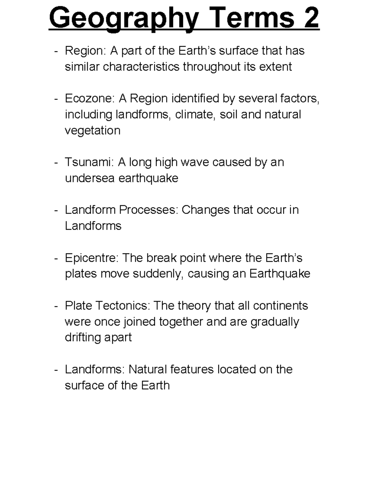 Geography Terms 2 - Studocu