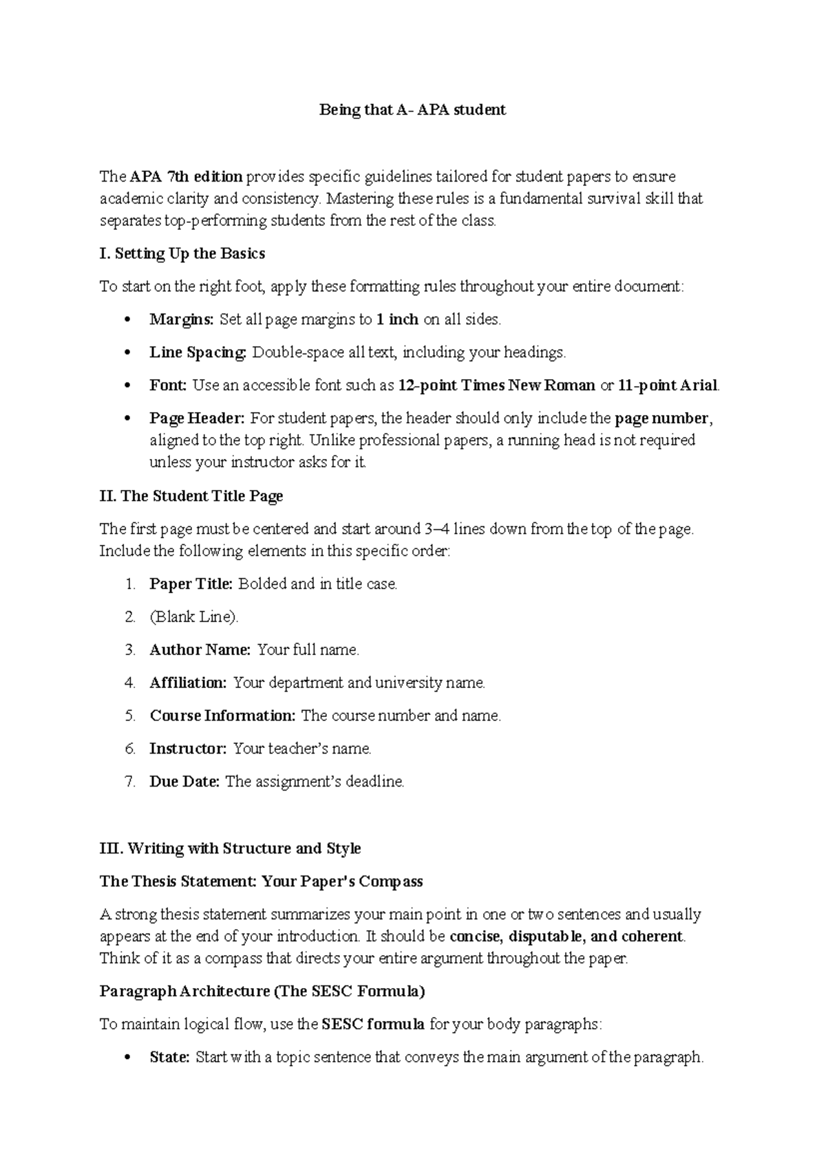 APA 7th Edition Student Guide: Formatting & Writing Tips - Studocu