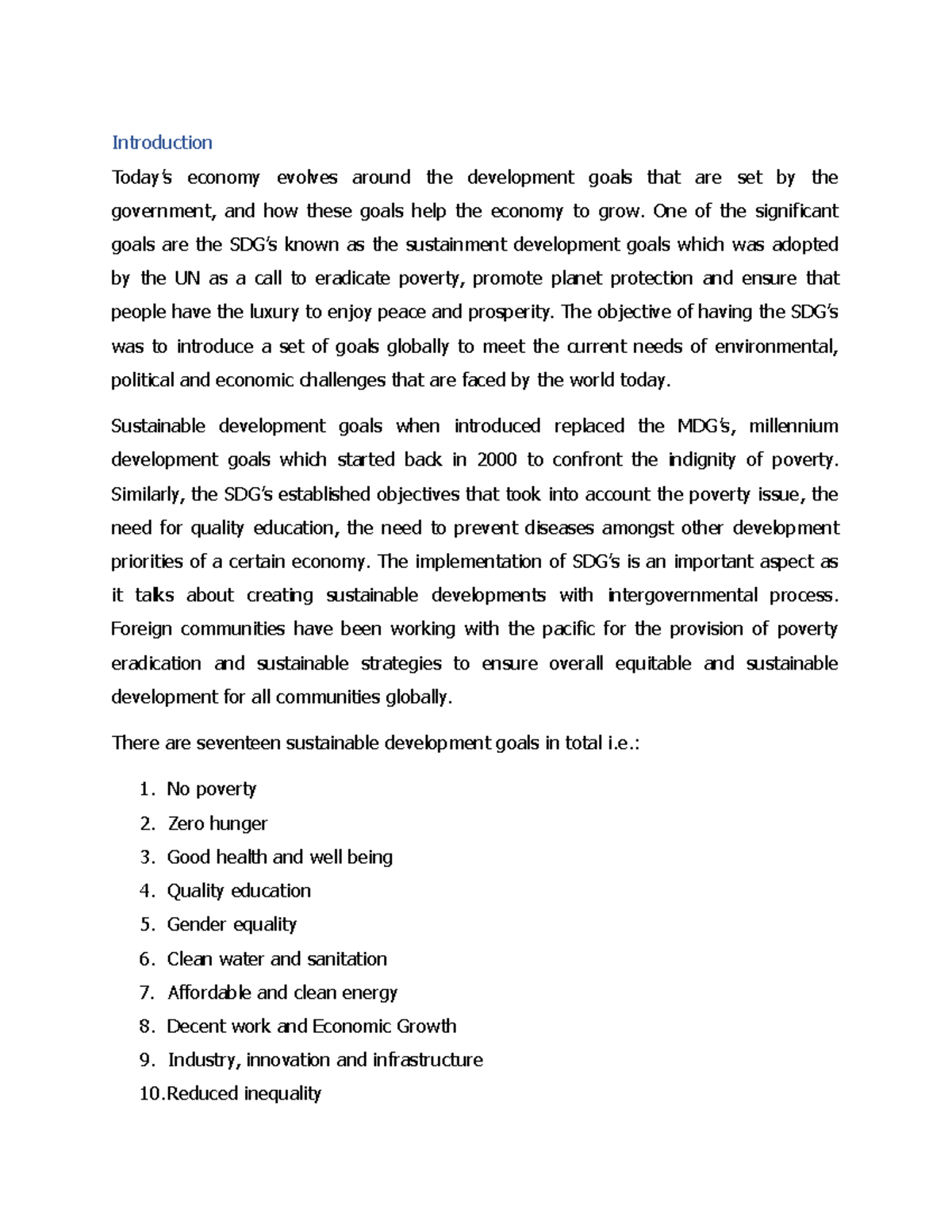 Final Report - EC304 Research on SDGs and Free Education in Fiji - Studocu