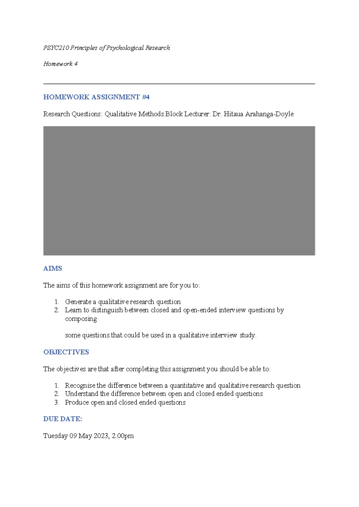 HW 4 - homework 4 - PSYC210 Principles of Psychological Research ...