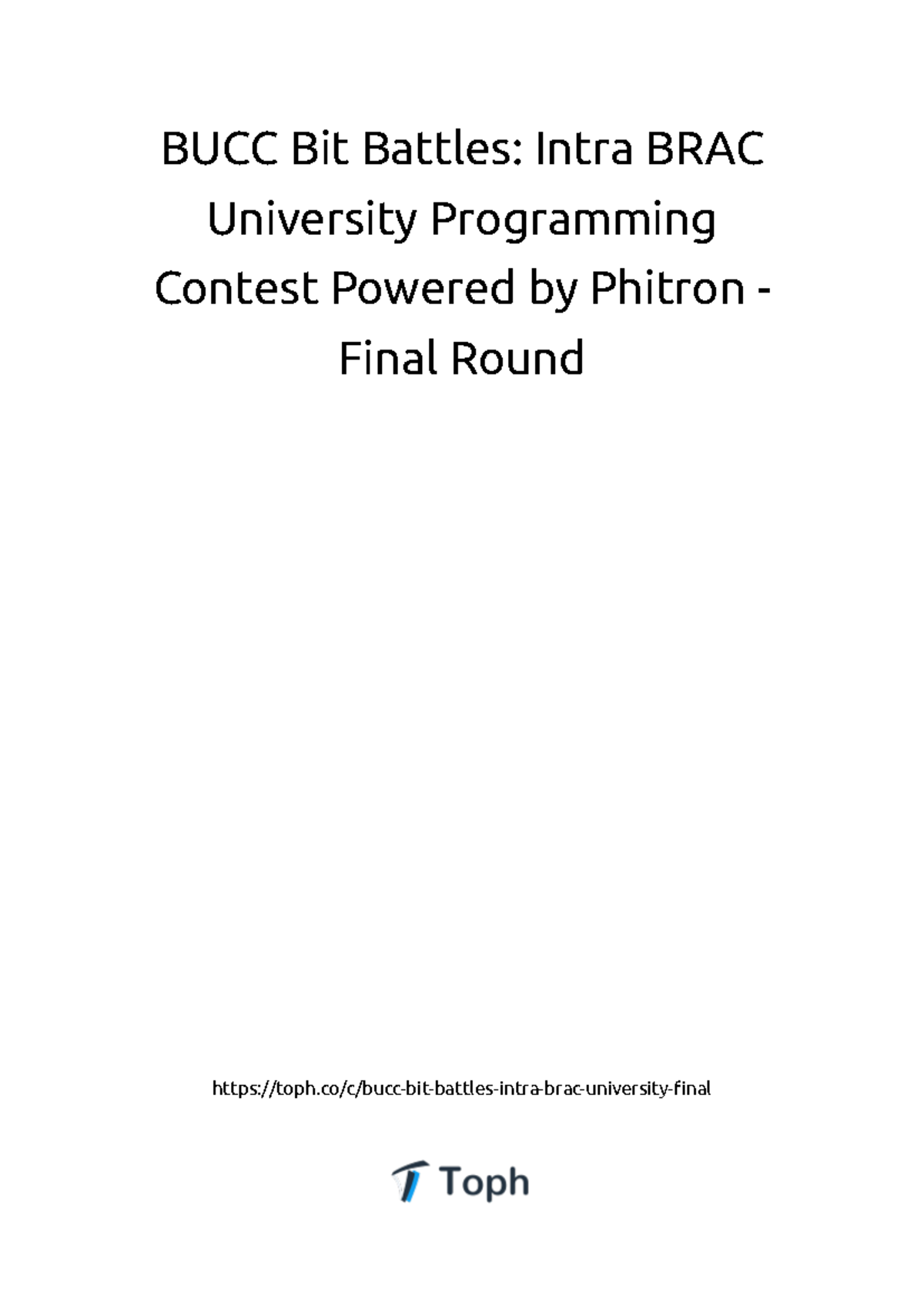 BUCC Bit Battles: BRAC University Programming Contest Final Round ...