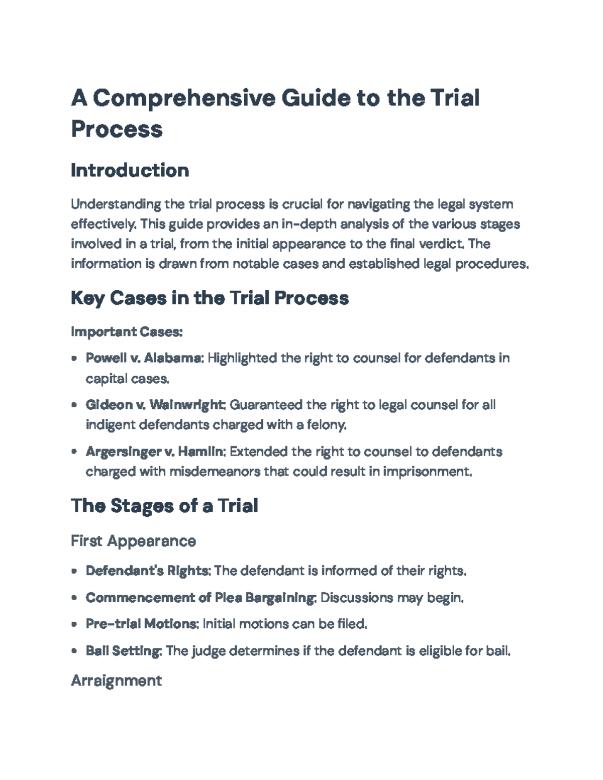 Comprehensive Guide to the Trial Process - Key Stages and Cases - A ...