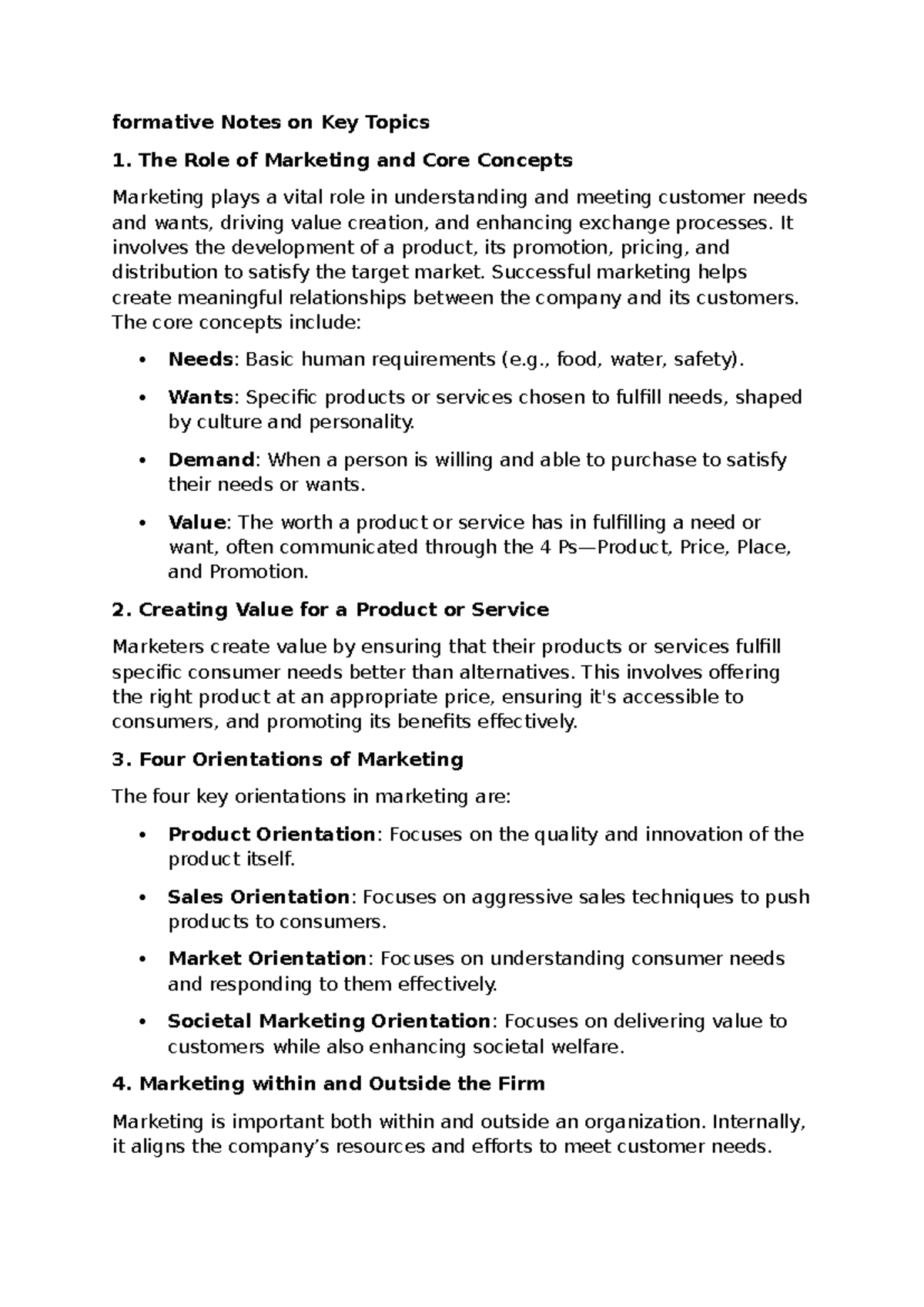 Chapter 1 BUS 343: Marketing Concepts and Value Creation Notes - Studocu