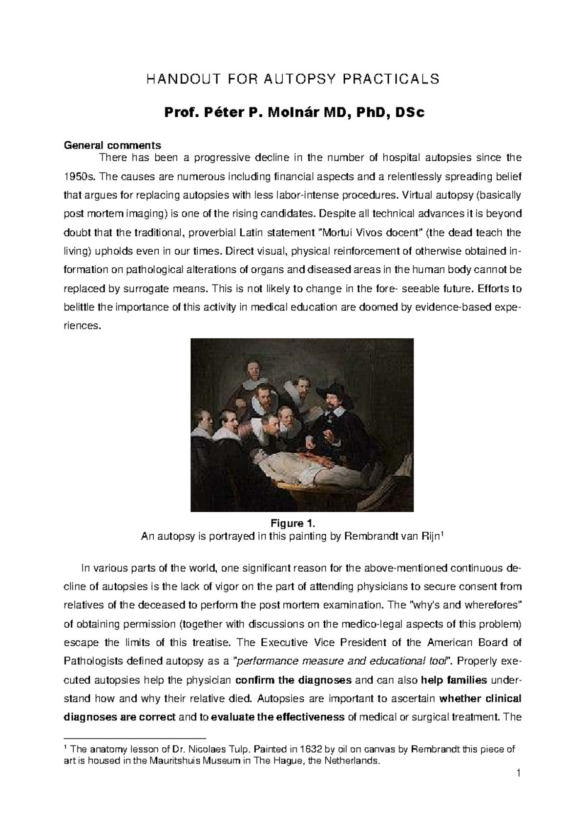 Autopsy Practicals Handout - Notes for Pathology Course (PATH 101 ...