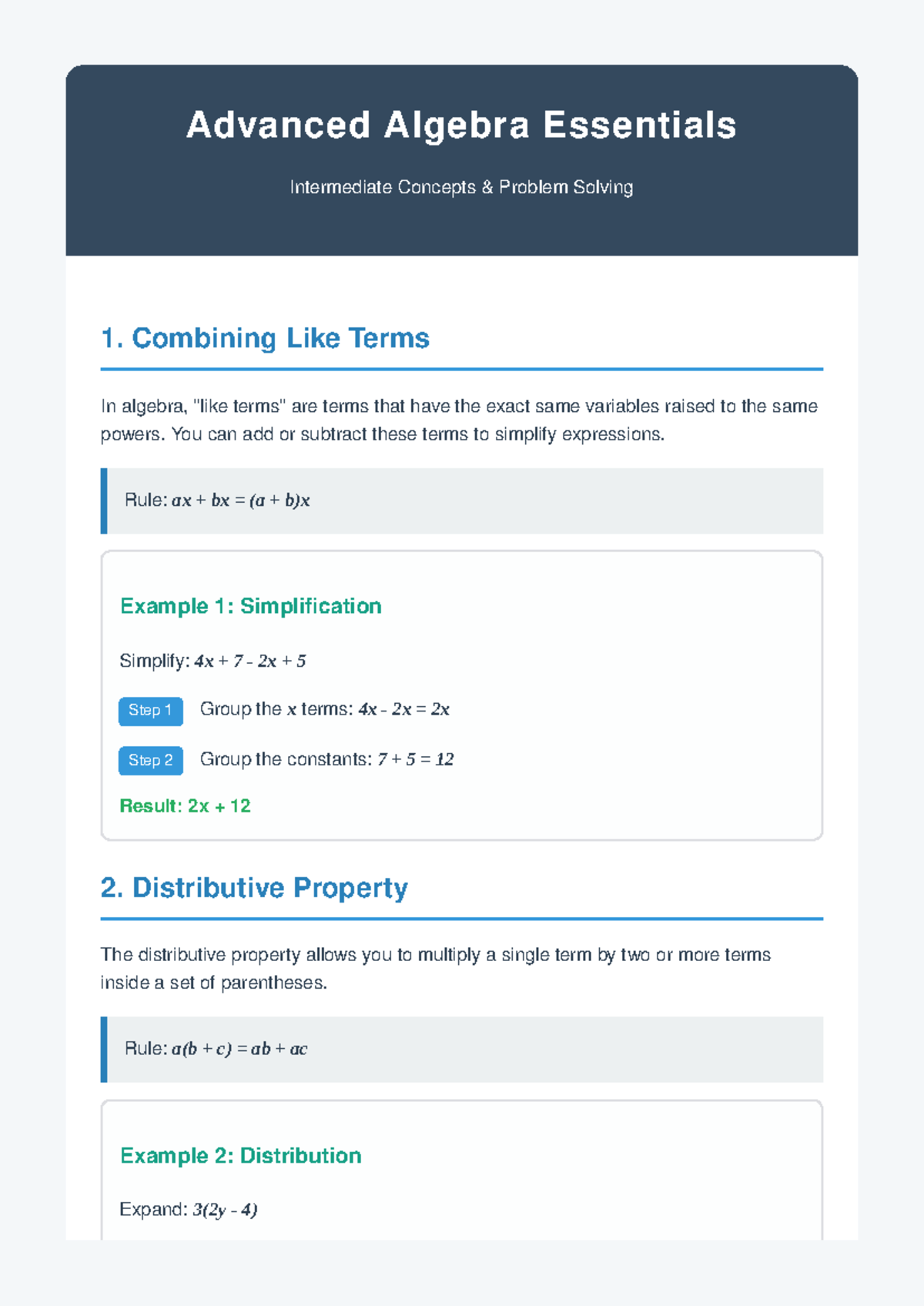 Algebra Notes Level 2: Advanced Concepts & Problem Solving - Studocu