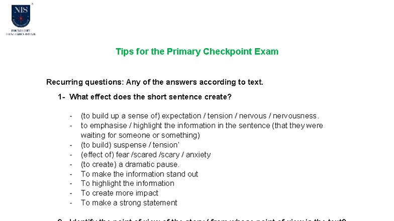 Checkpoint Exam Tips: Key Strategies for Success in English - Studocu
